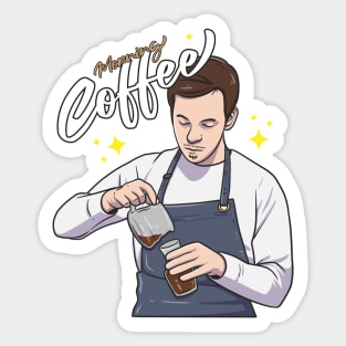 Man with black coffee in the morning Sticker